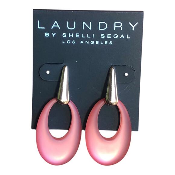 Laundry By Shelli Segal NWT Boho Beachy Vibe Gold Pink Coral Drop Earrings - Picture 3 of 8